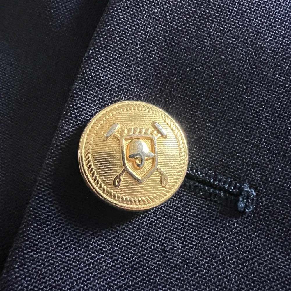Ralph Lauren Polo University Club Blazer Men 44R Navy Wool Gold Button Coat Hole